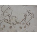 English School (Early 20th Century) 
Clowns
Charcoal drawings
Signed Laura Knight
27cm x 19cm
