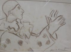 English School (Early 20th Century) 
Clowns
Charcoal drawings
Signed Laura Knight
27cm x 19cm