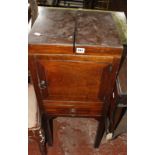 A Georgian mahogany bedside commode, with hinged foldover opening 40cm wide
