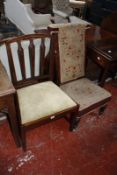 A George III mahogany side chair, and a 19th century Prie Dieu low chair