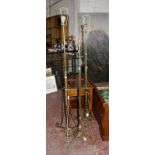 Two brass telescopic standard lamps and another brass standard lamp (sold as parts) -3