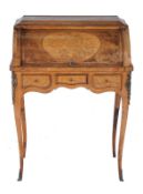 A French rosewood and floral marquetry, gilt metal mounted bureau a cylindre, 19th century,