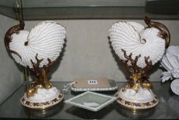 A pair of Royal Worcester shell centre pieces, Wedgwood jasperware, a comport etc (some af)