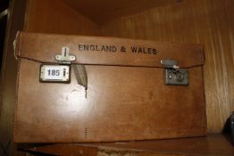 A leather cased set of Bartholomew's maps of England and Wales with mileage calculator