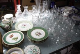 A quantity of decorative ceramics and glassware to include a Copenhagen figure of a girl no. 1165,