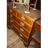 3124 A 19th century walnut chest of drawers, two over three drawers on bracket feet 92cm high,