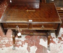 A mahogany two drawer drop leaf table, together with a further table Best Bid