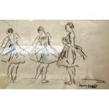 English School (Early 20th Century) Ballerinas; Two ladies standing Pencil with wash Both signed