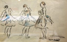 English School (Early 20th Century) Ballerinas; Two ladies standing Pencil with wash Both signed