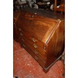 A George III mahogany bureau with four long drawers 110cm wide