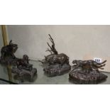 A set of six Franklin Mint bronze animals to include an elephant, giraffe, lion and rhino -6