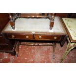 A 19th century mahogany side table on twisted supports and a Regency style mahogany sofa table.