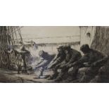 Arthur Briscoe (1873-1943) 'The Seine Net 1925'; 'The Shadow of the Mainsail'; 'Sculling' Etchings