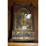 A brass cased twin fusee bracket clock, late 18th century and later, 40cm high approx.