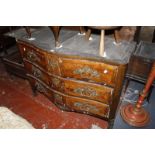 A 19th century French kingwood serpentine commode lacking marble top.110cm wide x 54cm deep.