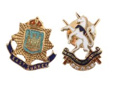 The Queen's Own Lowland Yeomanry, an enamelled regimental tie pin, stamped 750  The Queen's Own