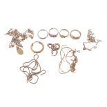 A collection of various gold and other jewellery, to include  A collection of various gold and other