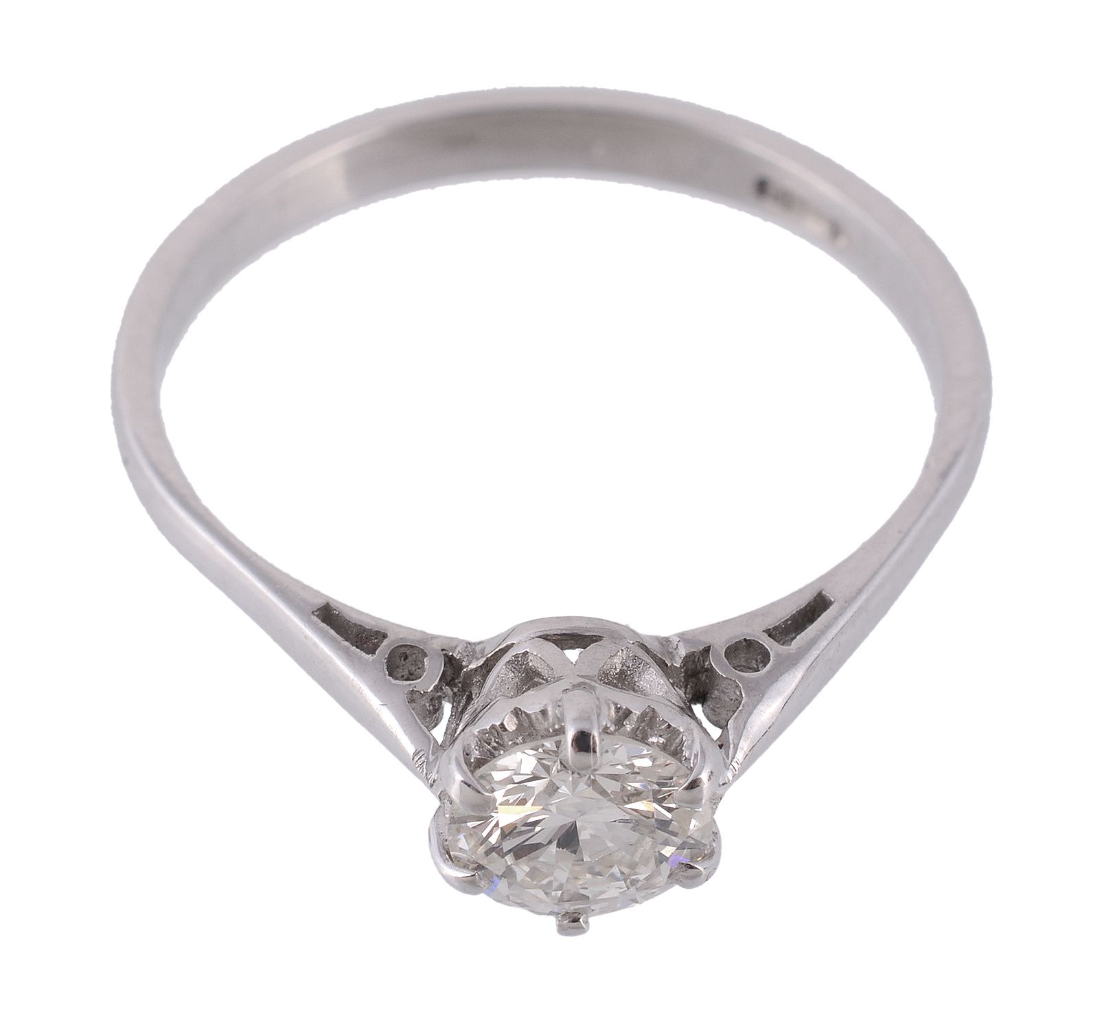 A diamond single stone ring, the brilliant cut diamond, estimated to weigh 0  A diamond single stone