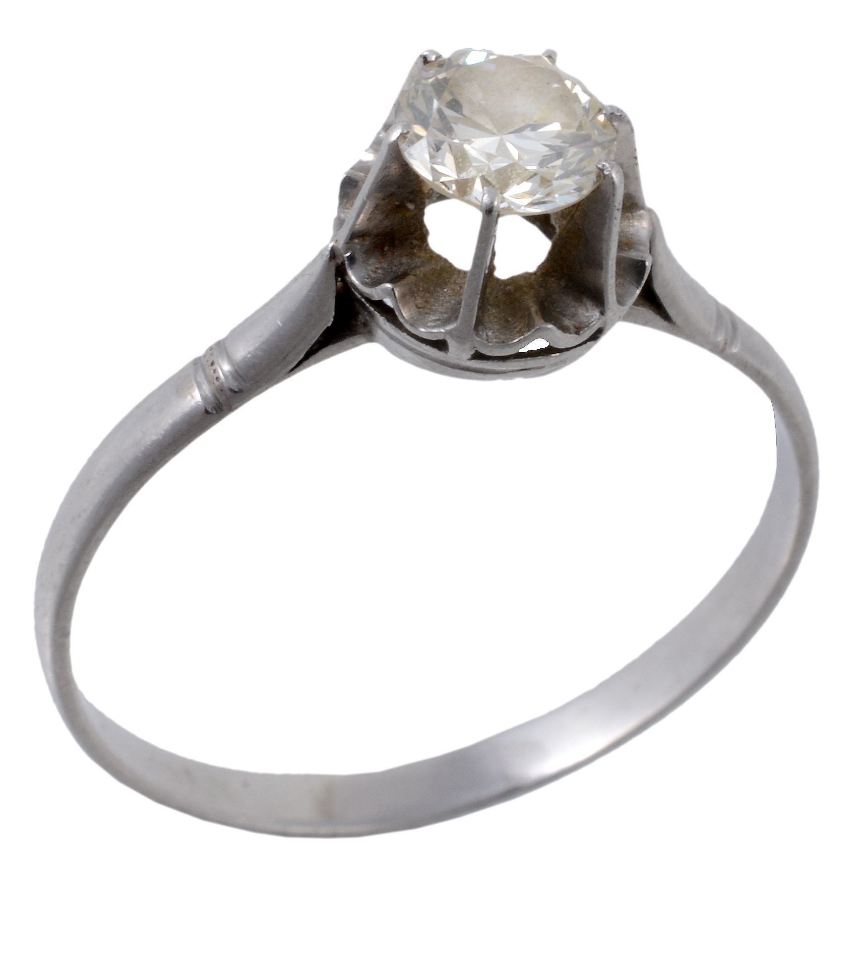 A single stone diamond ring, the brilliant cut diamond estimated to weigh 0  A single stone