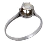 A single stone diamond ring, the brilliant cut diamond estimated to weigh 0  A single stone