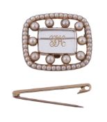 A Victorian rock crystal and pearl brooch  A Victorian rock crystal and pearl brooch,   the