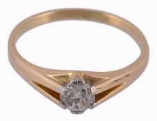 A single stone diamond ring, the old brilliant cut diamond  A single stone diamond ring,   the old