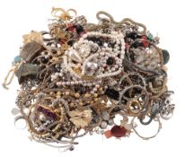 A collection of various costume jewellery, including various rings  A collection of various