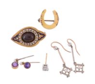 A small collection of antique jewellery items  A small collection of antique jewellery items,