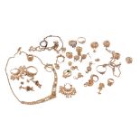 A collection of gold coloured jewellery , including a pair of 22 carat gold...  A collection of gold