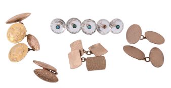 A collection of cufflinks , including; a pair of composite cufflinks  A collection of cufflinks  ,