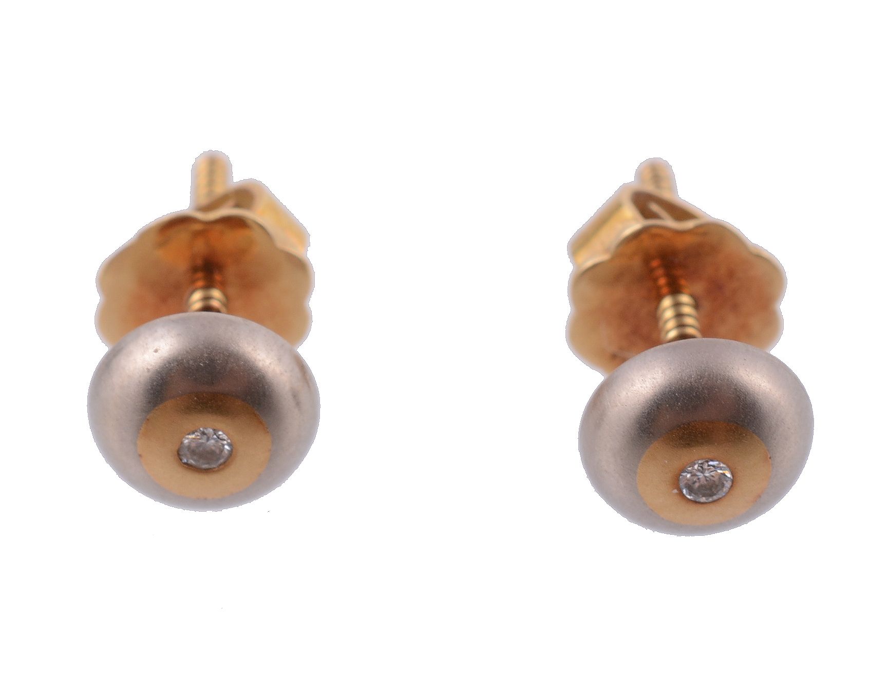 A pair of 18 carat gold diamond earstuds  A pair of 18 carat gold diamond earstuds  , the - Image 2 of 2