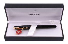 Parker, Sonnet, a black lacquer fountain pen, with a black lacquer cap barrel  Parker, Sonnet, a