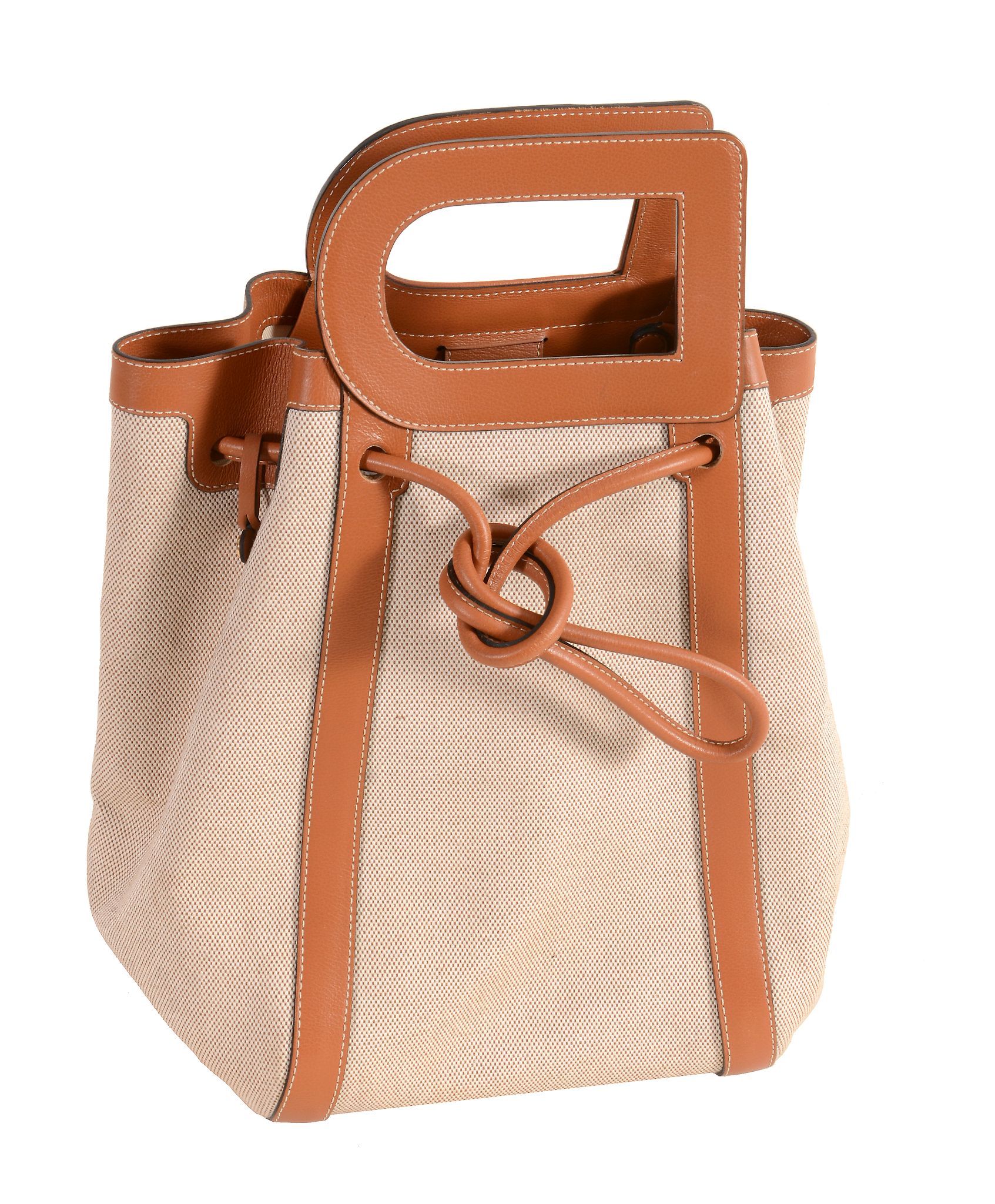 Delvaux, a fabric and leather tote bag, with a cream fabric interior; Delvaux  Delvaux, a fabric and - Image 3 of 4