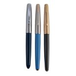 Parker, 61, a blue fountain pen, with a lustraloy cap, inked; Parker, 61  Parker, 61, a blue