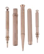 A 9 carat gold propelling pencil, of plain polished form  A 9 carat gold propelling pencil,   of