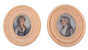 Late19th century copy portrait miniatures  Late19th century copy portrait miniatures,   of a lady