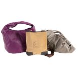 Loewe, a purple leather shoulder bag, with magnetic fastening  Loewe, a purple leather shoulder bag,