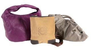 Loewe, a purple leather shoulder bag, with magnetic fastening  Loewe, a purple leather shoulder bag,