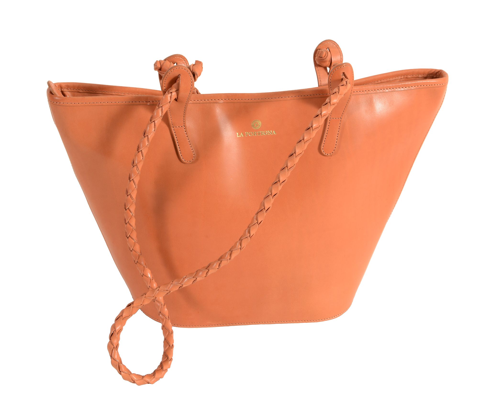 La Portegna, a tan leather handbag, with plaited handles  La Portegna, a tan leather handbag,   with - Image 5 of 6