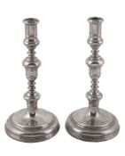 A pair of silver knopped baluster candlesticks by Richard Comyns  A pair of silver knopped