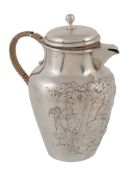 A German silver small hot water pot by Simon Rosenau, Bad Kissingen,  A German silver small hot