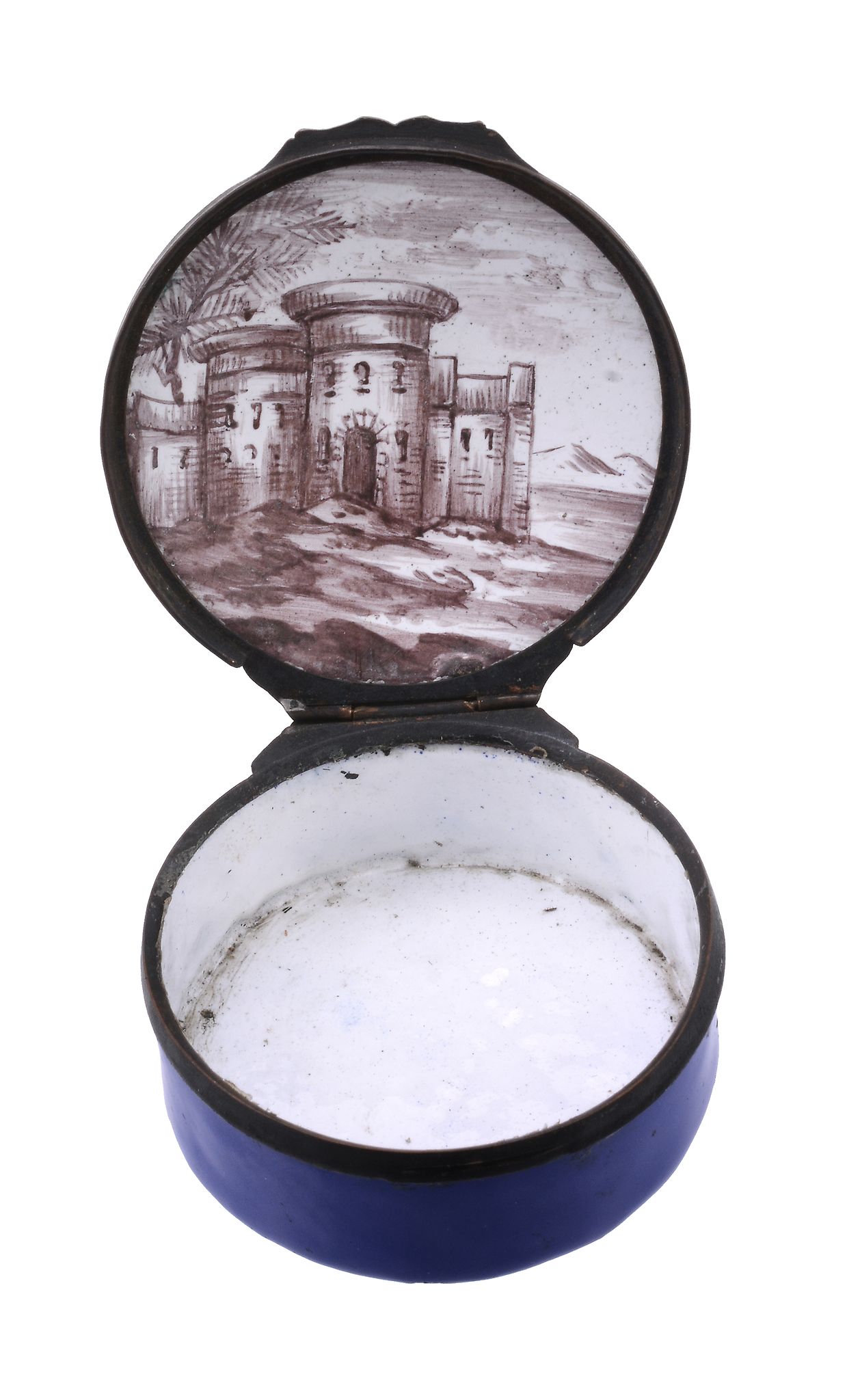 A south Staffordshire enamel circular box, circa 1770  A south Staffordshire enamel circular - Image 2 of 2