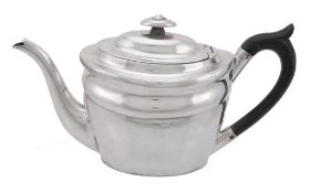 A George III silver oval teapot by James Mince, London 1800  A George III silver oval teapot by