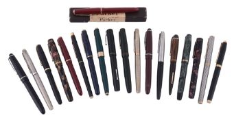 A collection of fountain pens, including; various Parker fountain pens; an...  A collection of