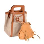 Delvaux, a fabric and leather tote bag, with a cream fabric interior; Delvaux  Delvaux, a fabric and