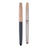 Parker, a vacumatic Parker 51 dove grey fountain pen, with a gold colour cap  Parker, a vacumatic