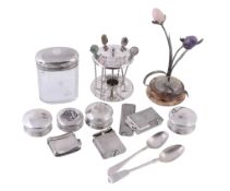 Three silver plated lighters, silver and silver coloured and mounted items  Three silver plated