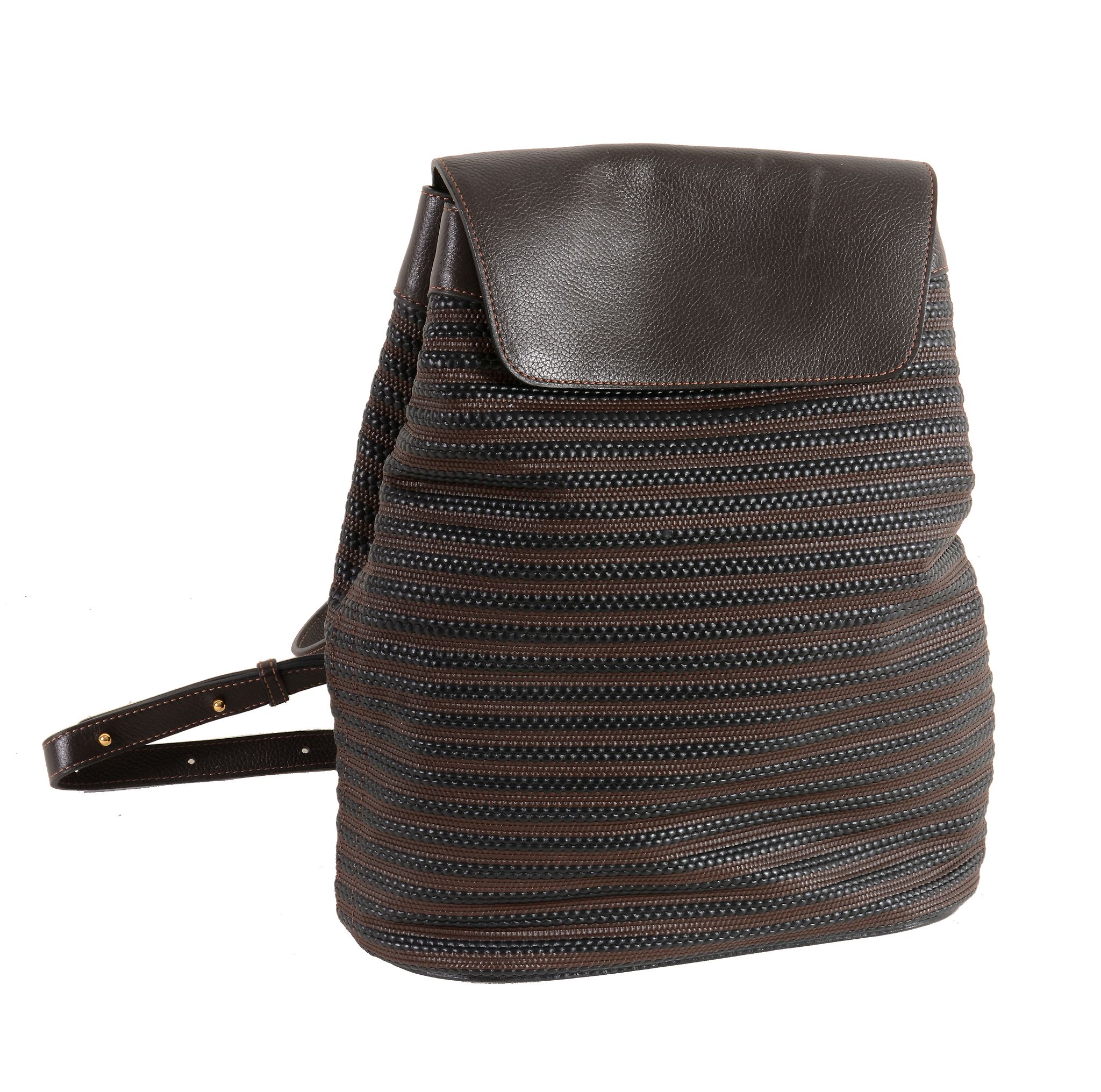 Delvaux, a brown woven leather backpack, with a two colour brown woven...  Delvaux, a brown woven - Image 2 of 5