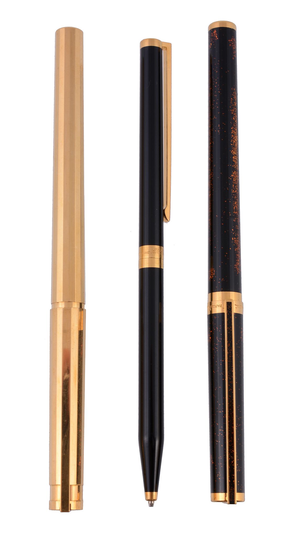 S. T. Dupont, Porte plume, a black fountain pen , with a gold dust finish  S. T. Dupont, Porte