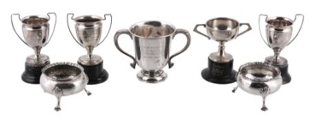 A matched pair of George III silver cauldron salts, 1771 and 1784  A matched pair of George III